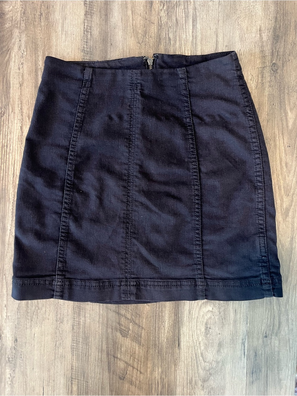 Free People Black Mini Denim Skirt